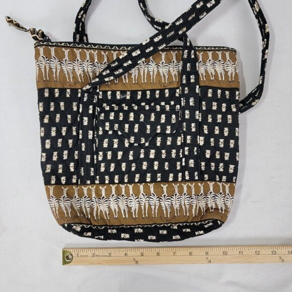 Vera Bradley Double Handle Purse Black Brown Zebra Retired + Cosmetic Bag Zip Up - Picture 7 of 11